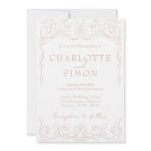 Invitación a la boda de temas de Rococo Rosado de