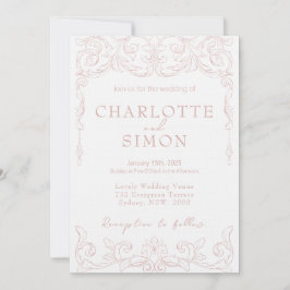 Invitación a la boda de temas de Rococo Rosado de