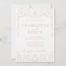 Invitación a la boda de temas de Rococo Rosado de