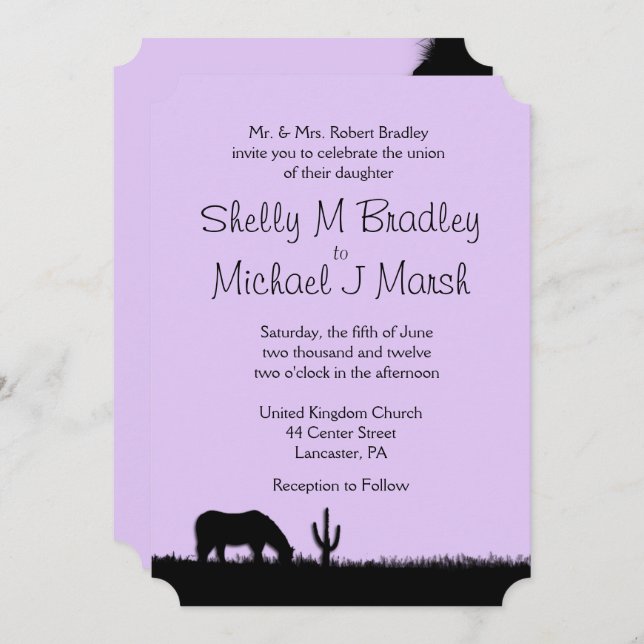 Invitación a la boda de temas occidentales (Anverso / Reverso)