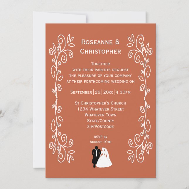 Invitación a la boda de terracota Diseño de novia  (Anverso)