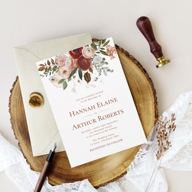 invitación a la boda de terracota y vegetación (Subido por el creador)