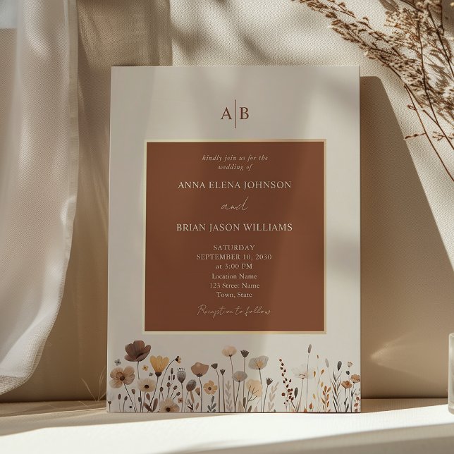 Invitación a la boda de Terracotta Boho Wildflower (Subido por el creador)