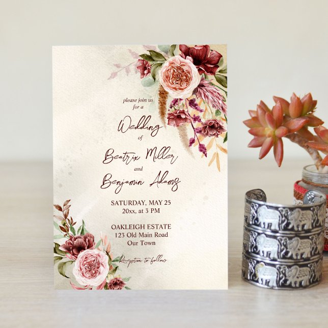 Invitación a la boda de Terracotta brown boho (Subido por el creador)
