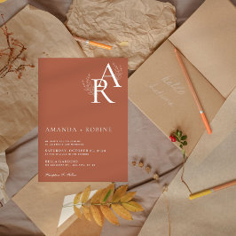 Invitación a la boda de Terracotta Iniciales
