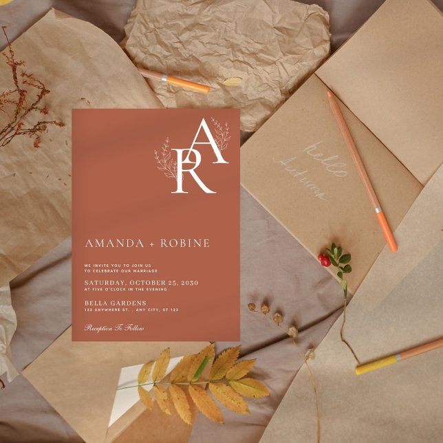 Invitación a la boda de Terracotta Iniciales (Subido por el creador)