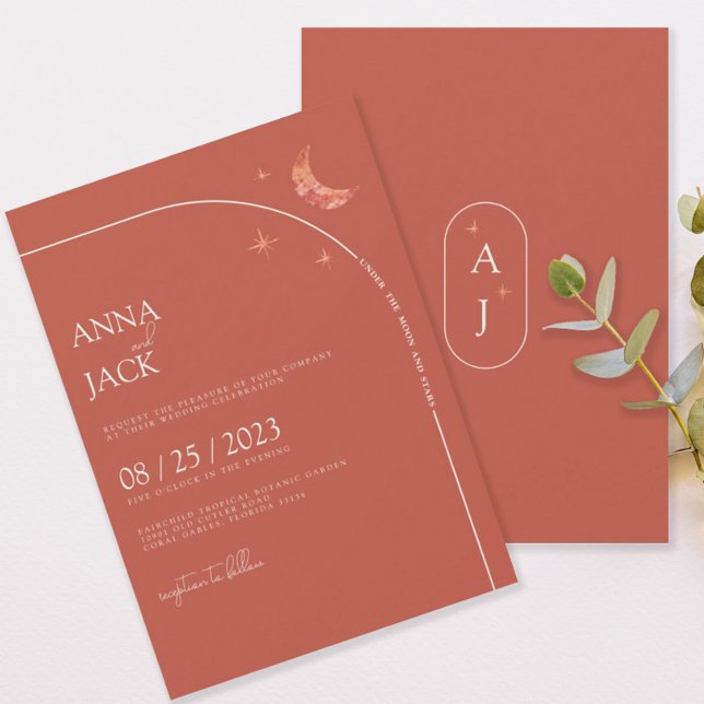 Invitación a la boda de Terracotta Moon & Stars (Subido por el creador)