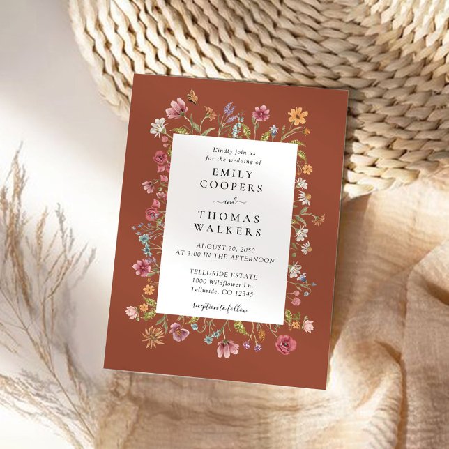 Invitación a la boda de Terracotta Wildflowers (Subido por el creador)