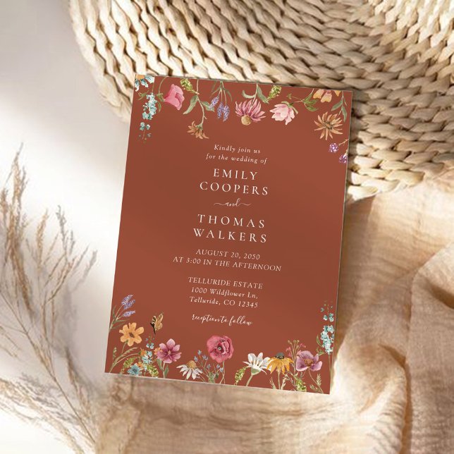 Invitación a la boda de Terracotta Wildflowers (Subido por el creador)