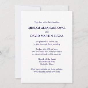 Invitación a la boda de texto azul formal minimali