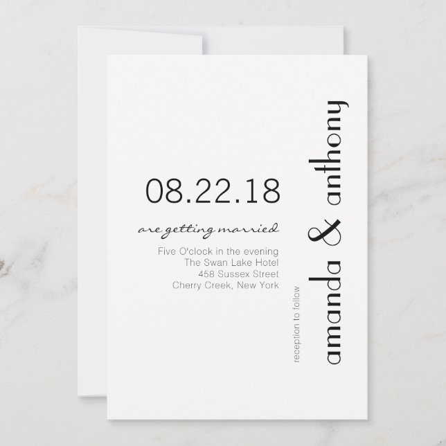 Invitación a la boda de texto moderno (Anverso)