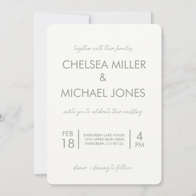Invitación a la boda de texto simple (Anverso)