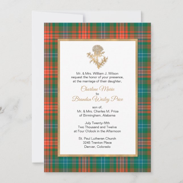 Invitación a la boda de Thistle de Clan Wilson (Anverso)
