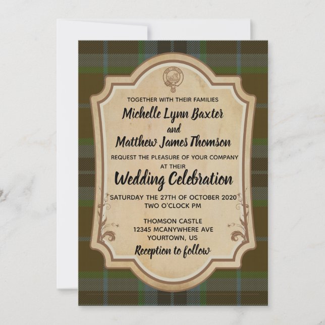 Invitación a la boda de Thomson Tartan (Anverso)