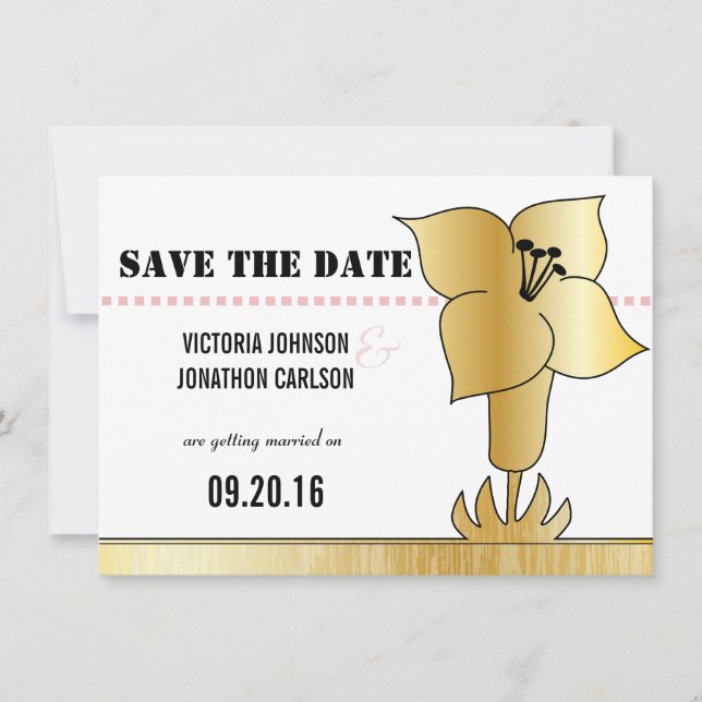 Invitación a la boda de tipografía moderna Lirio-A (Anverso)
