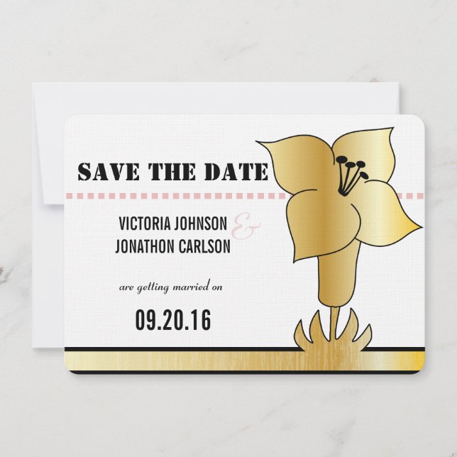 Invitación a la boda de tipografía moderna Lirio-A (Anverso)