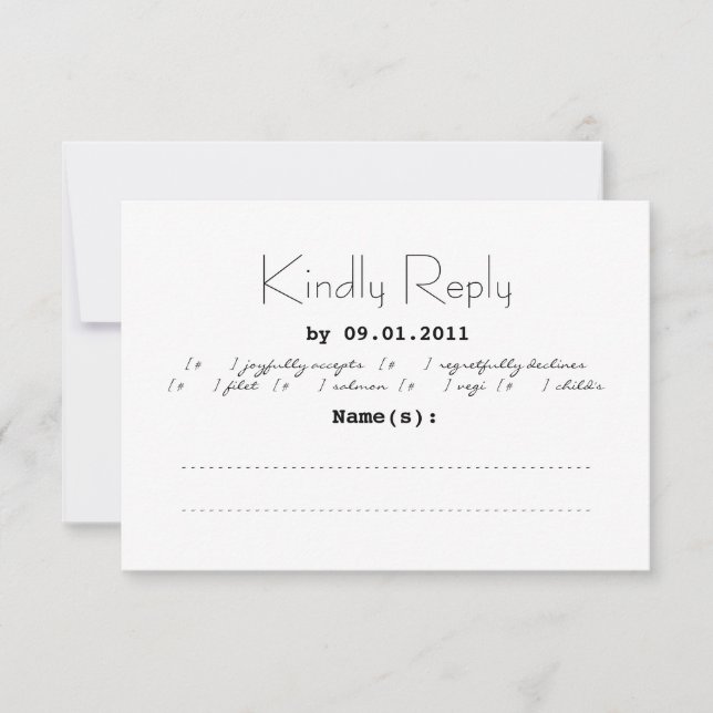Invitación a la boda de tipografía RSVP (Anverso)