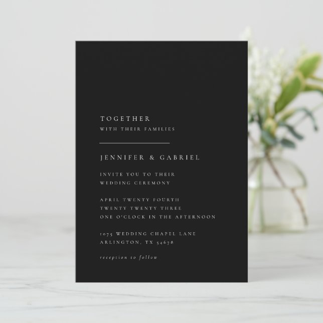 Invitación a la boda de tipografía ultra mínima (Anverso de pie)