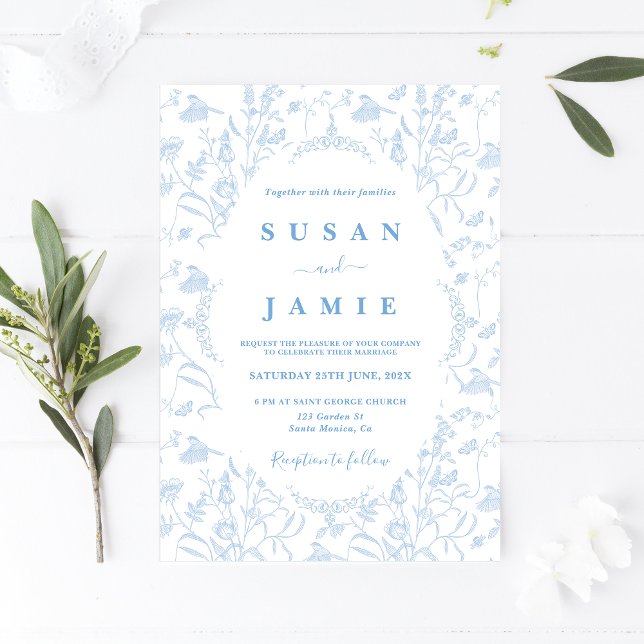 Invitación a la boda de Toile de Jouy (Subido por el creador)