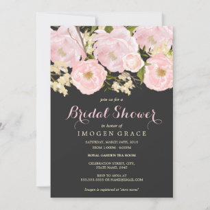 Invitación a la boda de tono rosa y gris floral