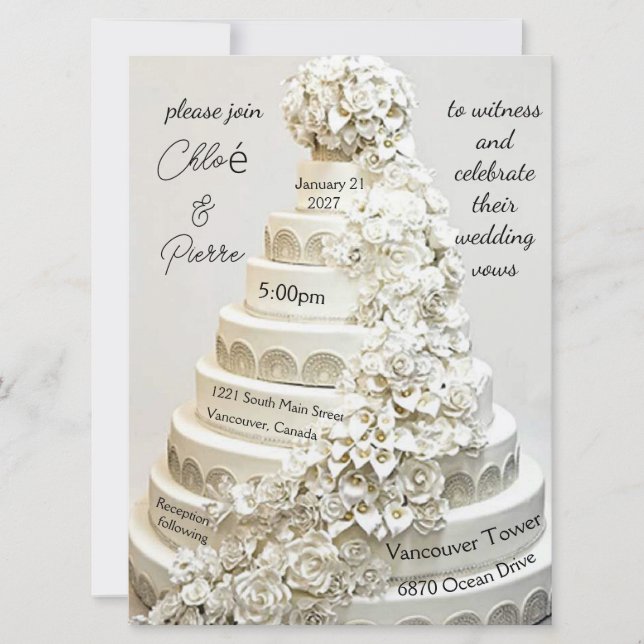 Invitación a la boda de "Torta Boda Ornate" (Anverso)