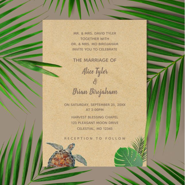 Invitación a la boda de tortugas de mar tropical (Subido por el creador)
