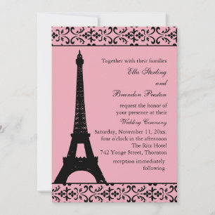 Invitación a la boda de Tres París (rosa)