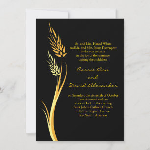 Invitación a la boda de trigo otoñal amarillo negr