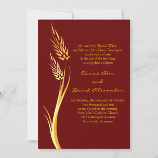 Invitación a la boda de trigo otoñal marrón