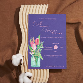 Invitación a la boda de Tulip Mason Jar en morado