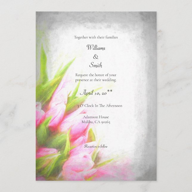 Invitación a la boda de tulipanes blandos (persona (Anverso)