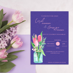 Invitación a la boda de tulipanes de Mason Jar Pur