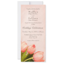Invitación a la boda de tulipanes delgados rosados