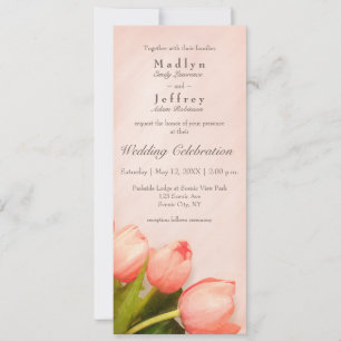 Invitación a la boda de tulipanes delgados rosados