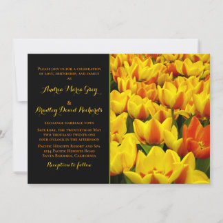 Invitación a la boda de tulipanes negros naranjas