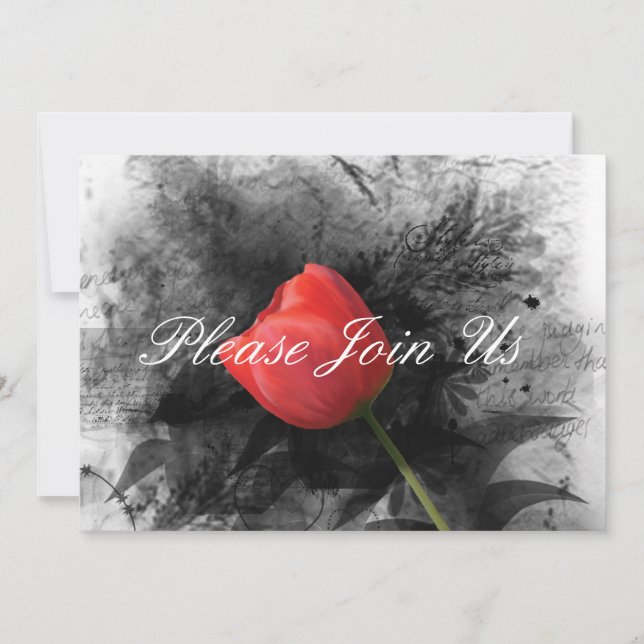 Invitación a la boda de tulipanes rojos (Anverso)
