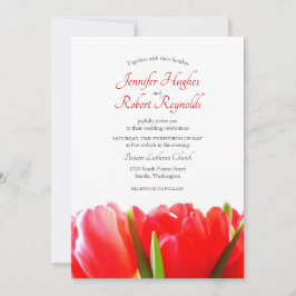 Invitación a la boda de tulipanes rojos