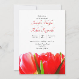 Invitación a la boda de tulipanes rojos