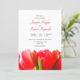 Invitación a la boda de tulipanes rojos