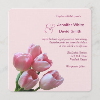 Invitación a la boda de tulipanes rosados de bonit