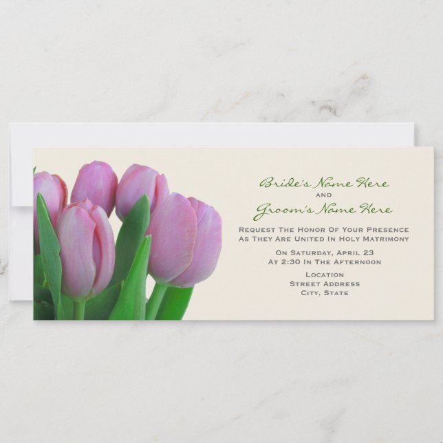 Invitación a la boda de tulipanes rosados - De Nov (Anverso)