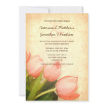 Invitación a la boda de tulipanes rosados en prima