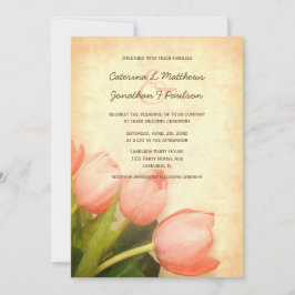 Invitación a la boda de tulipanes rosados en prima