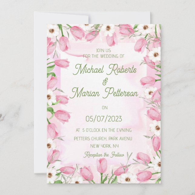Invitación a la boda de Tulips (Anverso)