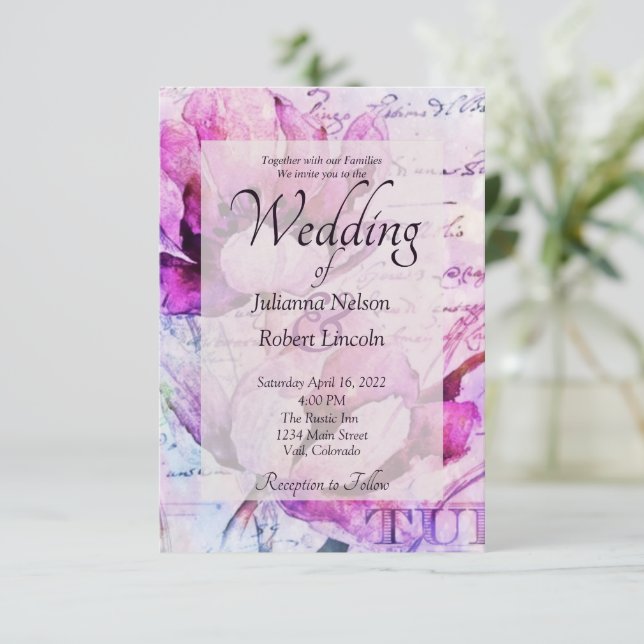Invitación a la boda de Tulips (Anverso de pie)