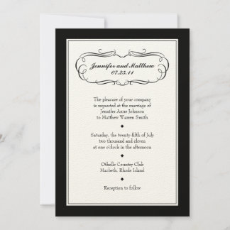 Invitación a la boda de Tuxedo en papel crema