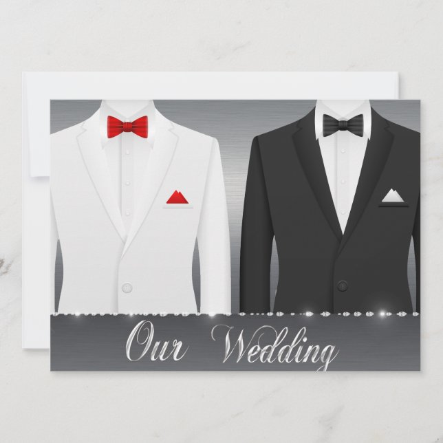 Invitación a la boda de Tuxedo gay (Anverso)