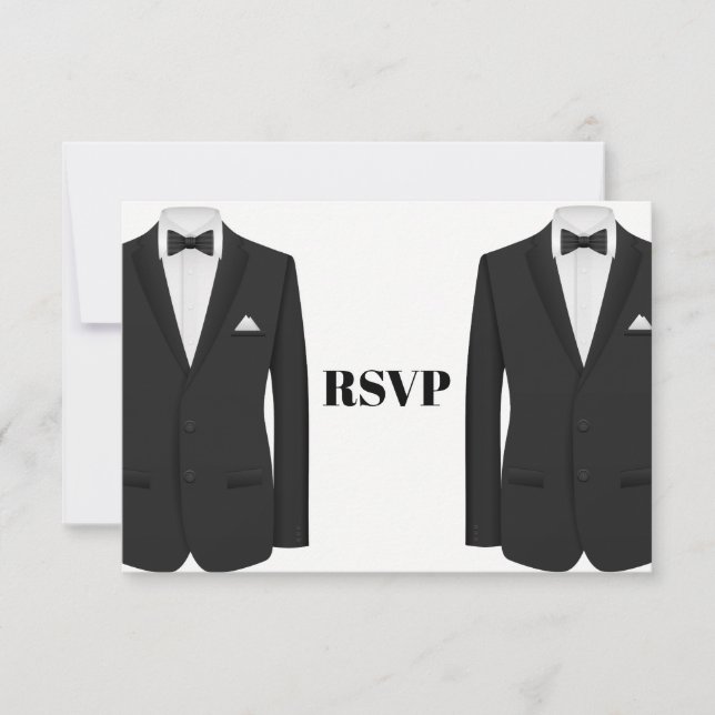 Invitación a la boda de Tuxedo gay RSVP (Anverso)