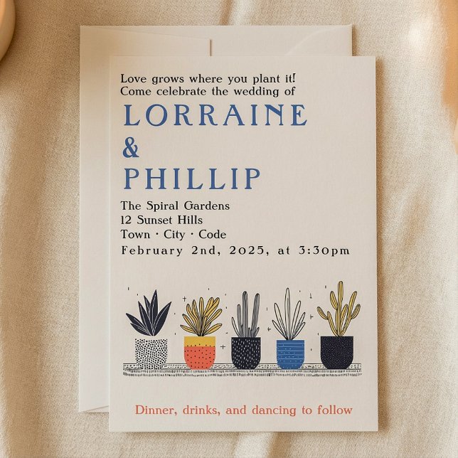 Invitación a la boda de un amante de la planta de  (Fun house plant lover wedding invitation)