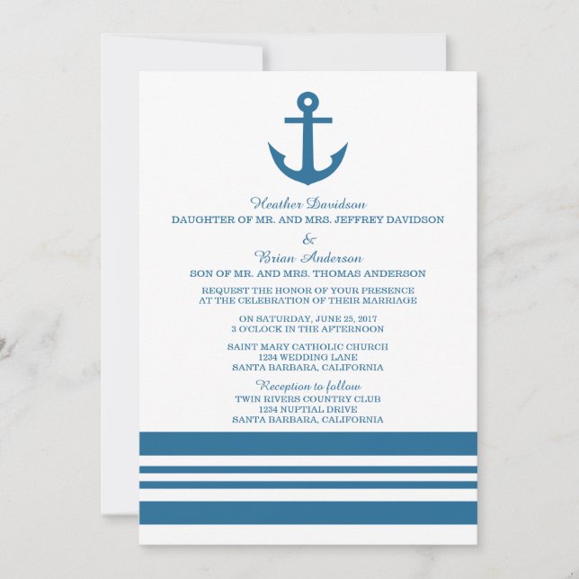Invitación a la boda de un antecesor náutico (Anverso)